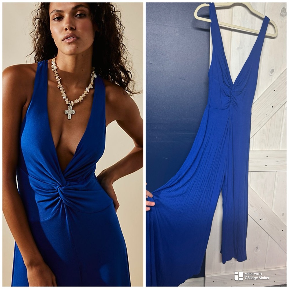Free People Beach Blue Harlow One Piece Jumpsuit Size Small
